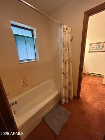 a room with furniture a rug and a window