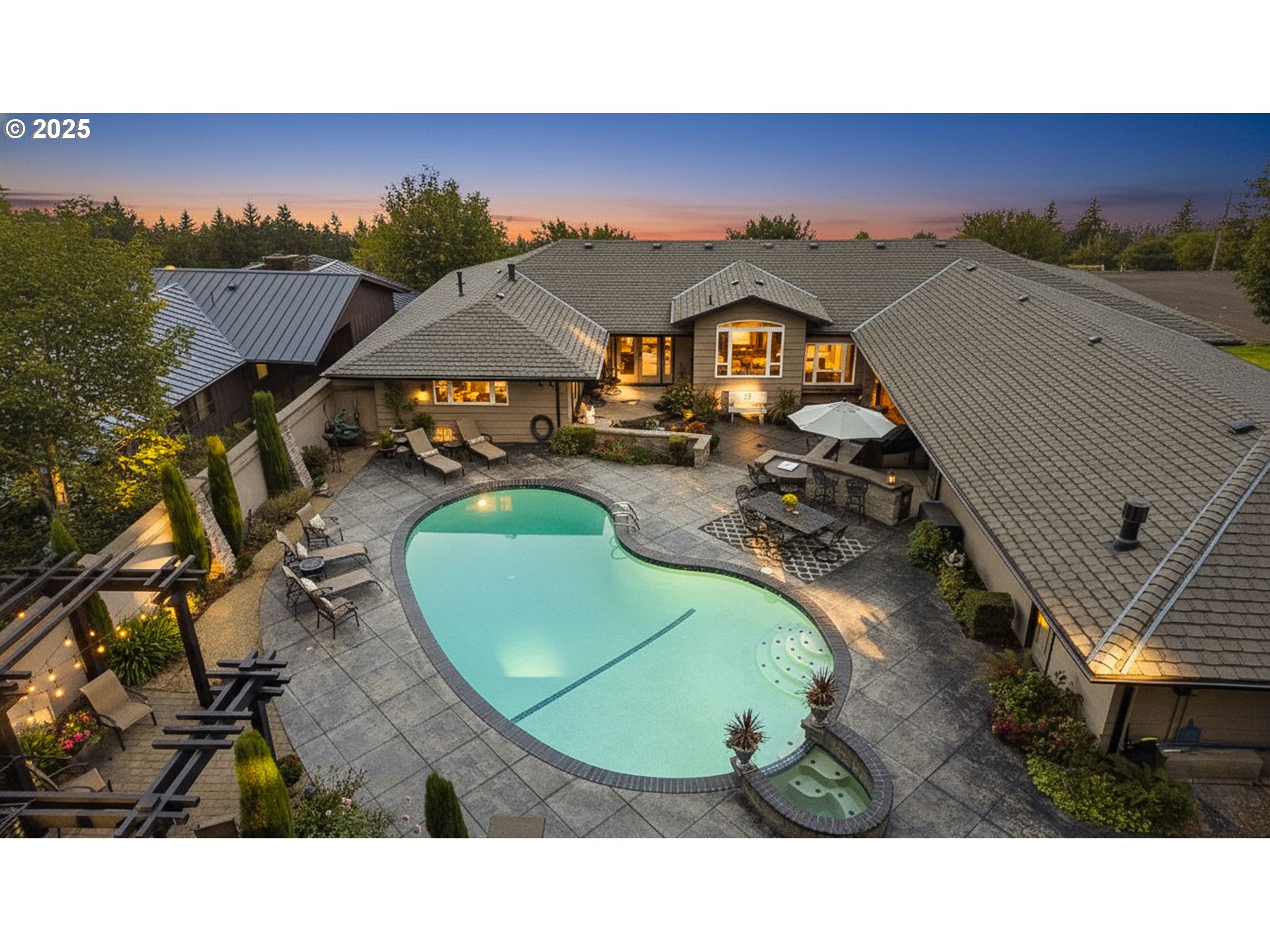 an aerial view of a house