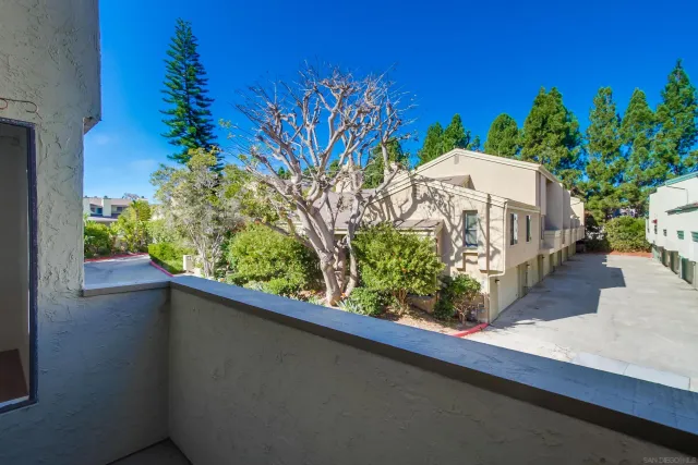 a view of a balcony with a plant
