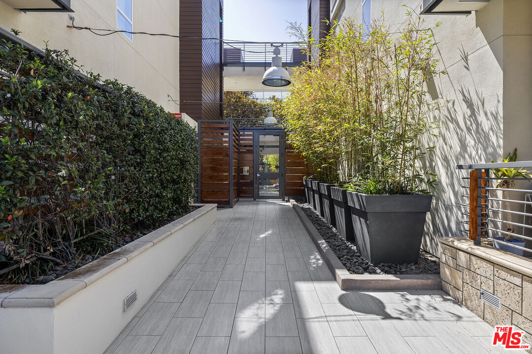 a view of a pathway both side of building