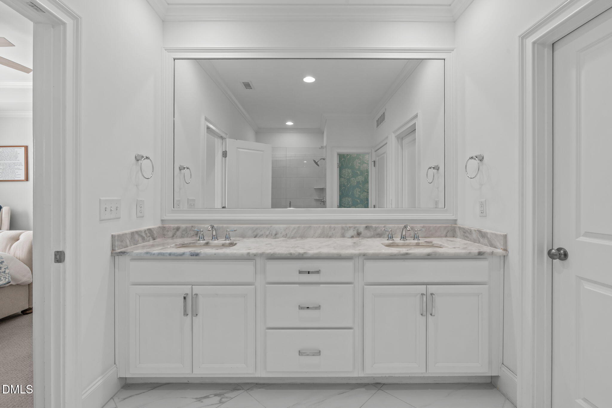 4144 Olde Judd Drive Willow Spring, NC 27592 - Photo 18 of 52 a bathroom with a granite countertop sink and a mirror