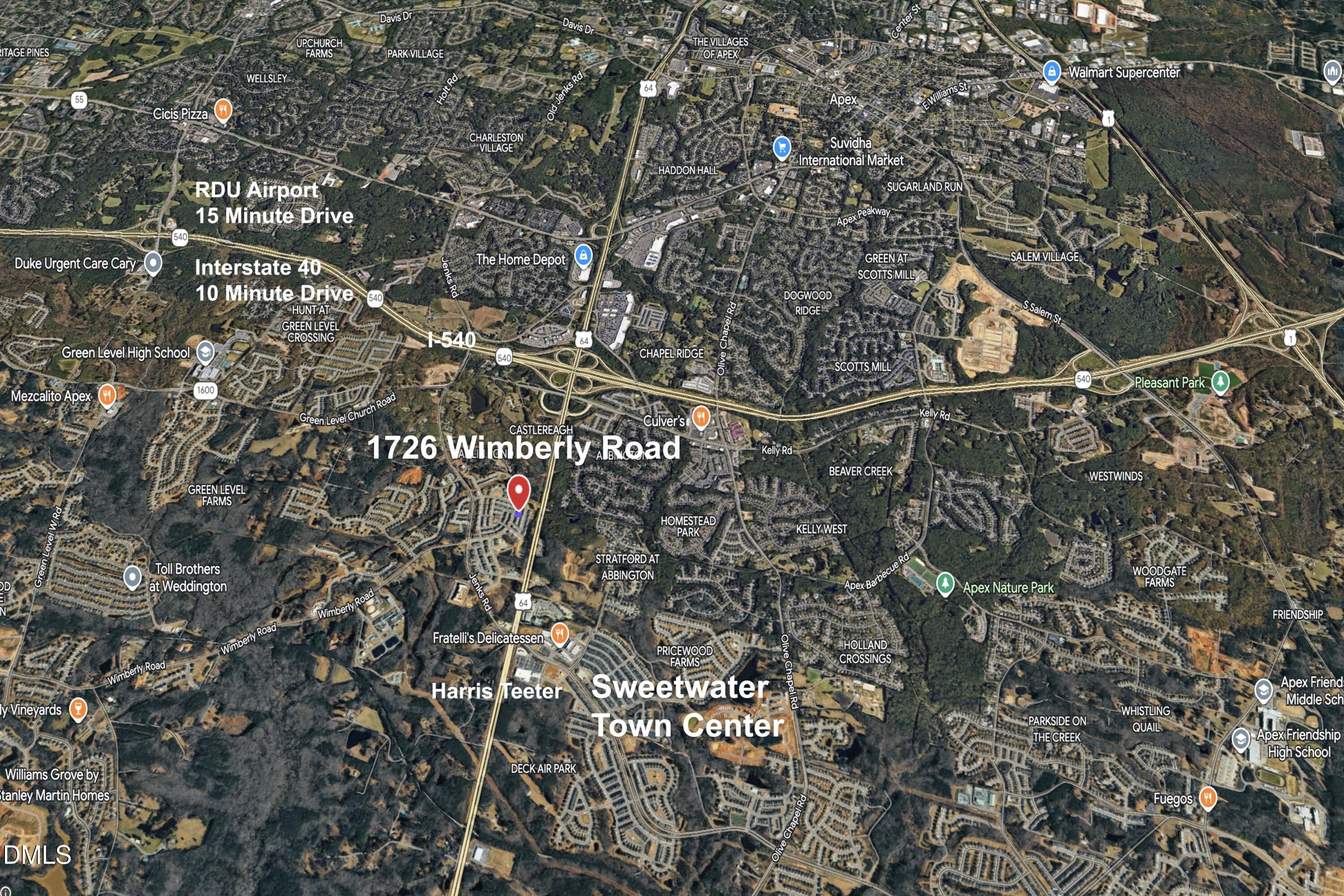 1726 Wimberly Road Apex, NC 27523 - Photo 32 of 32 Aerial2