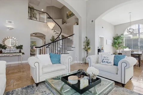 a living room with furniture