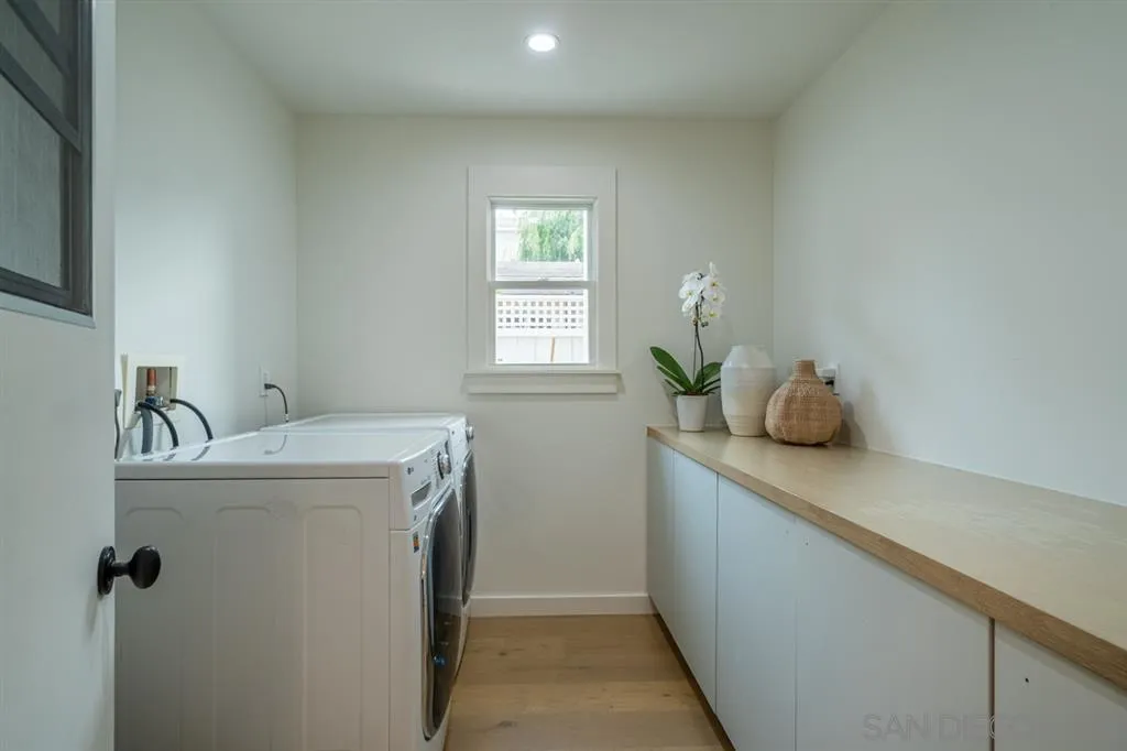 370 Glorietta Boulevard Coronado, CA 92118 - Photo 21 of 25 a utility room with a sink a washer and dryer