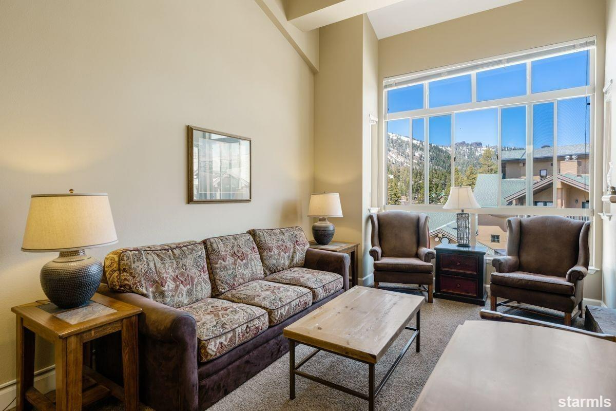 Comfortable living area overlooking the plaza and lifts.