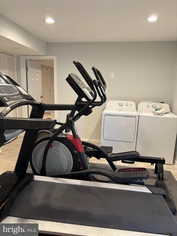 a room with gym equipment
