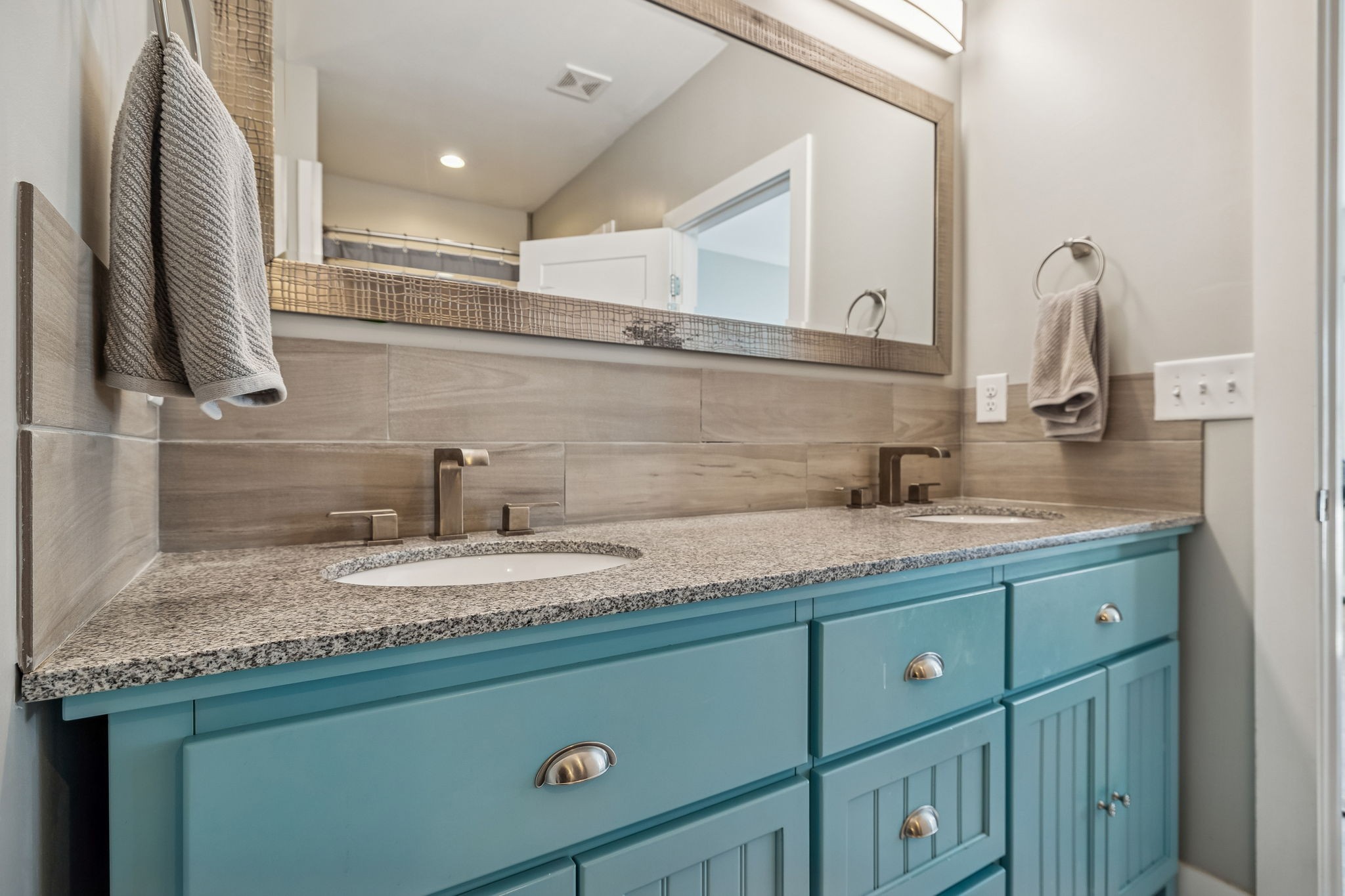 9681 Bud Qurriel Road Bon Aqua, TN 37025 - Photo 21 of 63 a bathroom with a granite countertop sink and a mirror