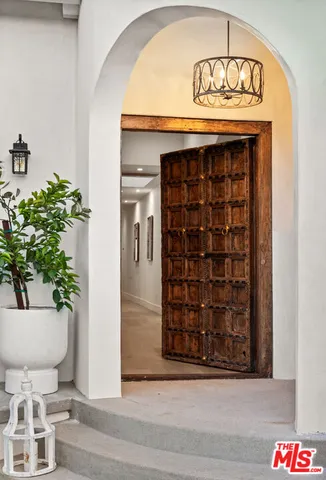 a view of wooden door