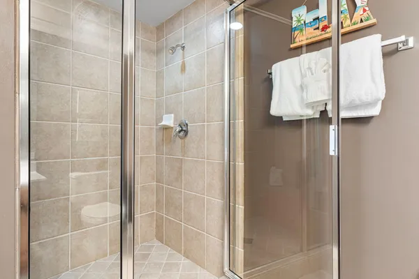a bathroom with a shower