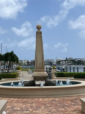 a view of a lake with a city view
