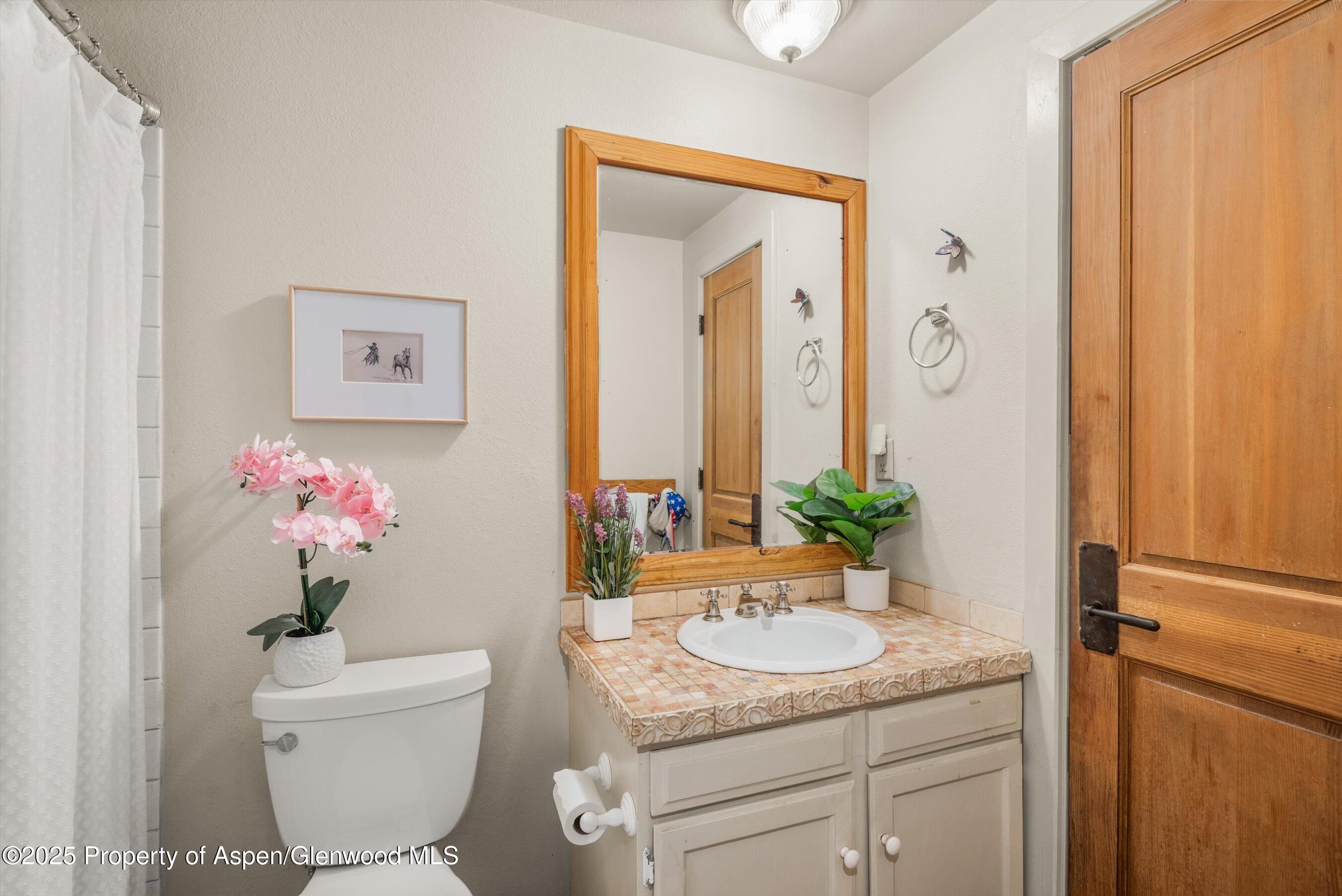 112 Hillside Drive Basalt, CO 81621 - Photo 12 of 28 a bathroom with a granite countertop sink and a mirror