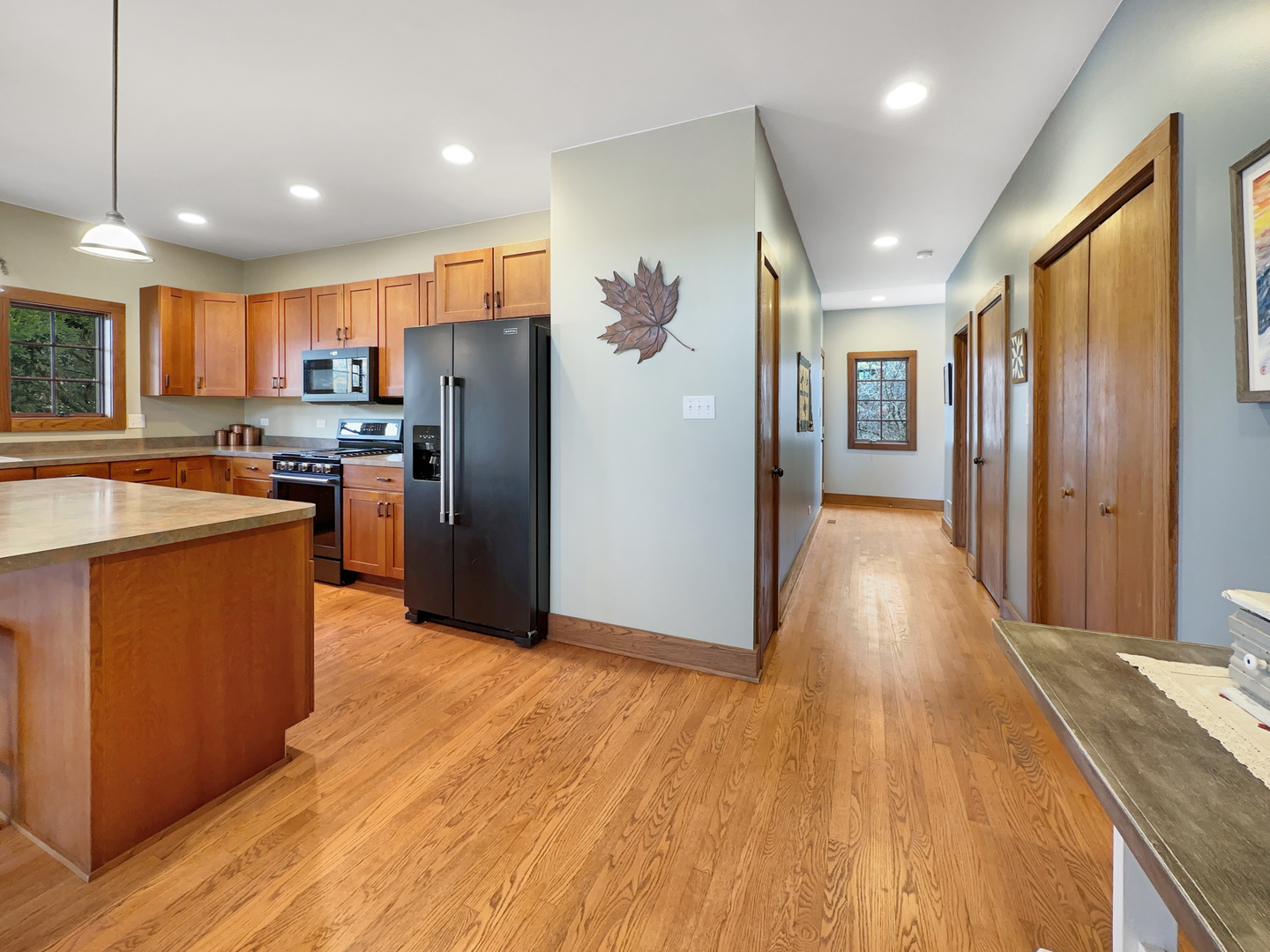 493 Aberdeen Drive Crete, IL 60417 - Photo 23 of 52 a kitchen with stainless steel appliances granite countertop a refrigerator a sink dishwasher a stove with wooden cabinets and floor