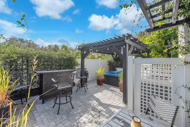 a view of an outdoor space with seating area