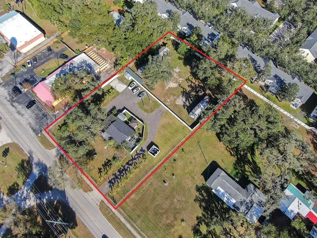 an aerial view of a house