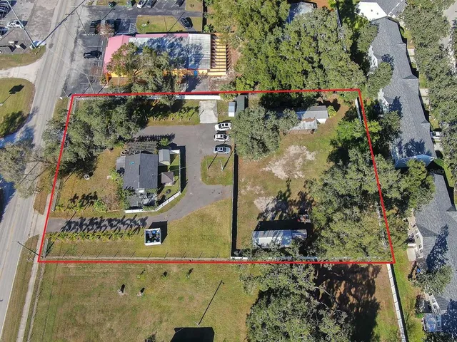 an aerial view of a house