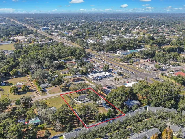 an aerial view of a city