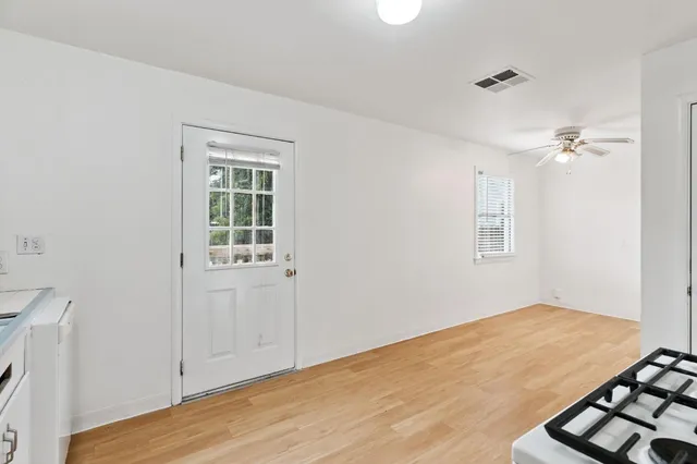 an empty room with windows