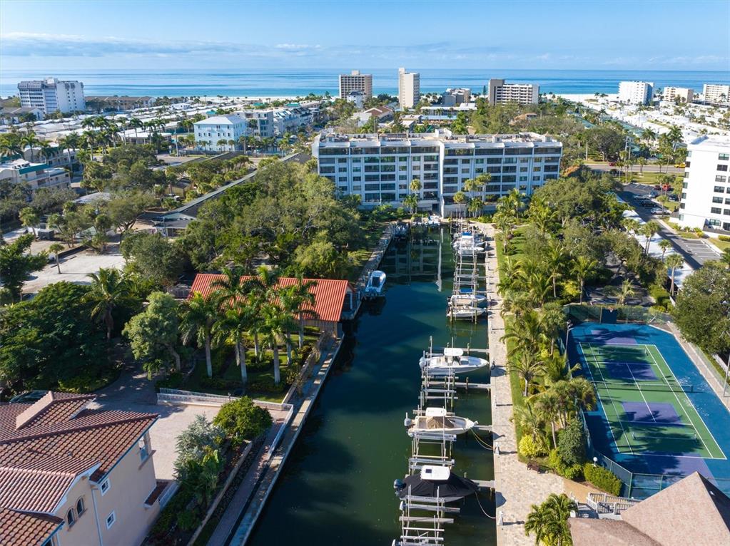 a view of a city with tall buildings