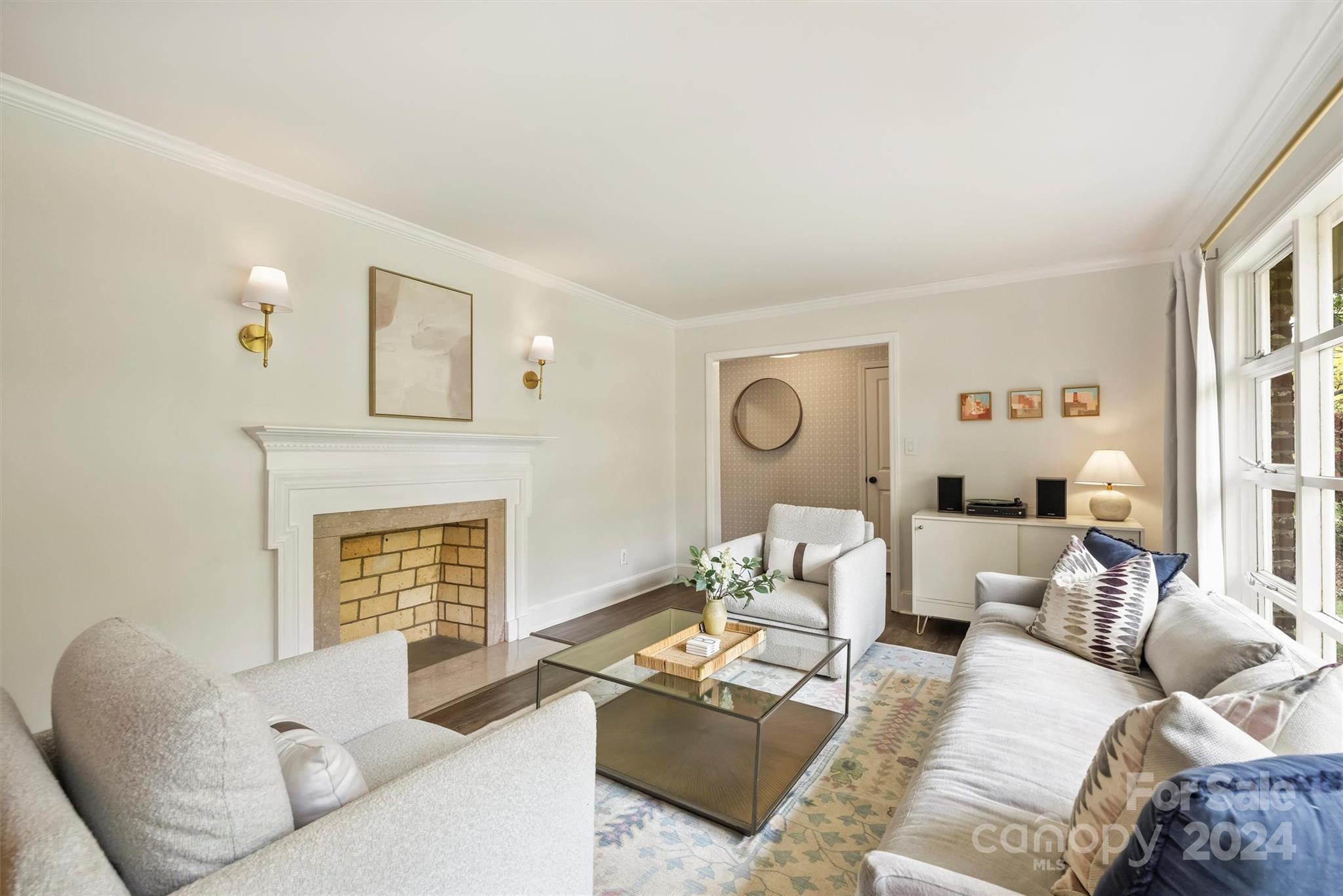 5501 Seacroft Road Charlotte, NC 28210 - Photo 5 of 37 a living room with furniture and a fireplace