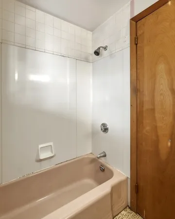 a bathroom with a bathtub
