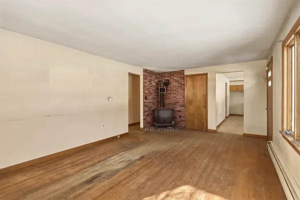 an empty room with closet