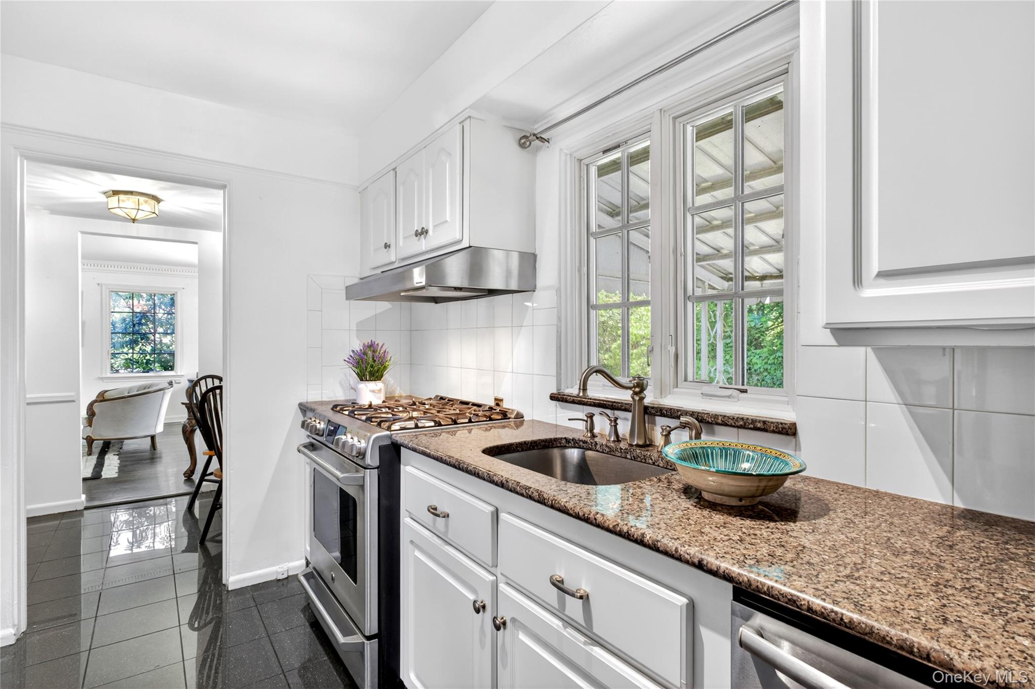 60 Mill Spring Road Manhasset, NY 11030 - Photo 8 of 18 a kitchen with stainless steel appliances granite countertop a sink a stove and a cabinets