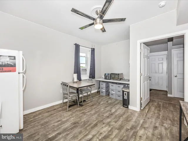 a view of a yard with an ocean view