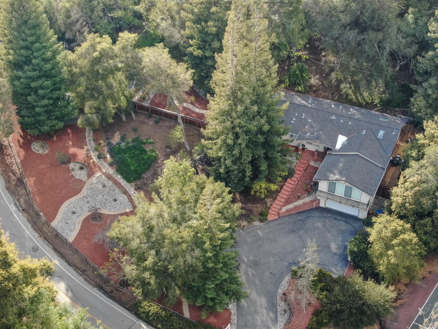 21781 Prospect Road Saratoga, CA 95070 - Photo 46 of 51 an aerial view of a house with a yard and garden