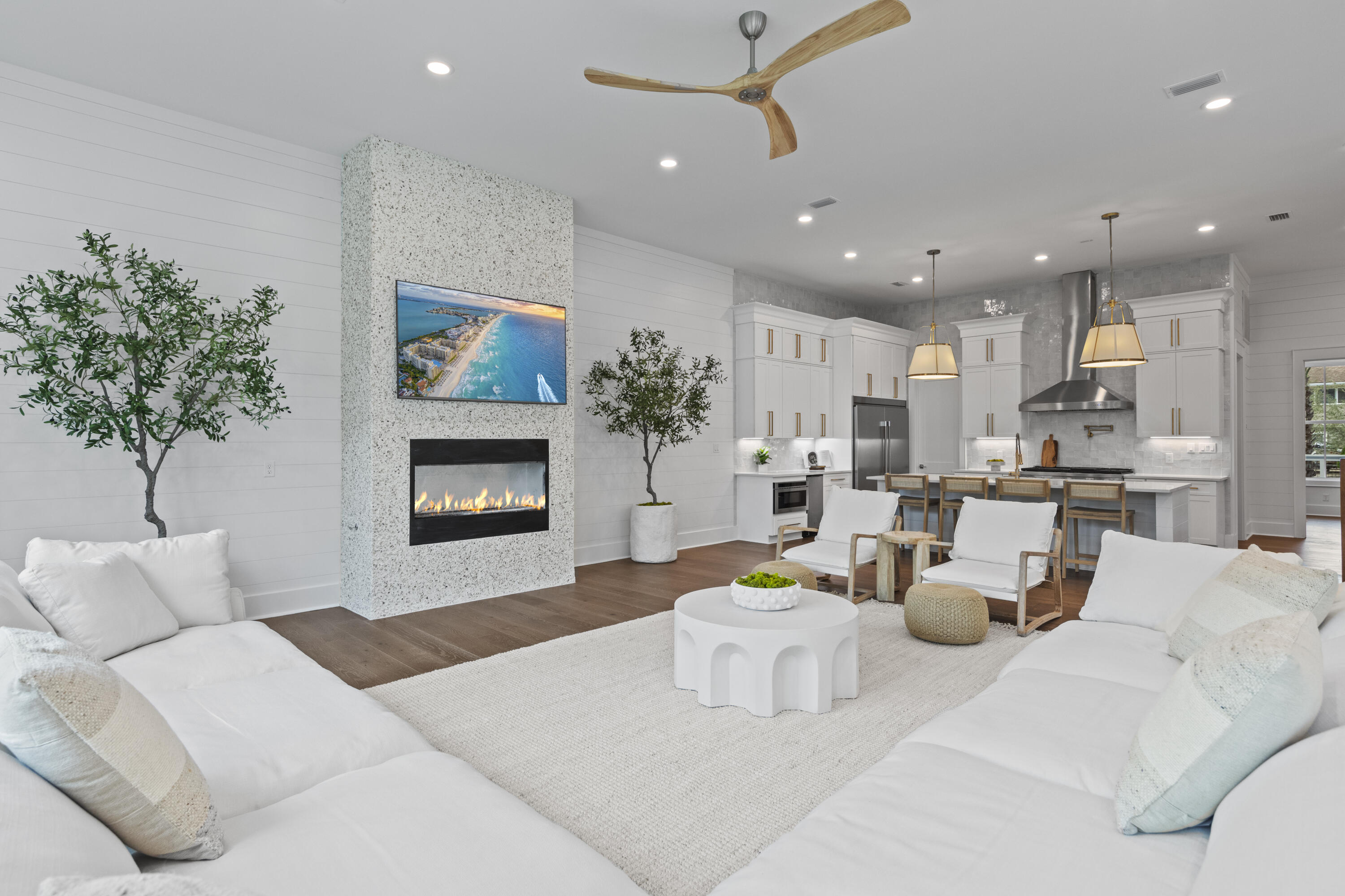 154 Maple Street Santa Rosa Beach, FL 32459 - Photo 12 of 56 a living room with furniture and a fireplace