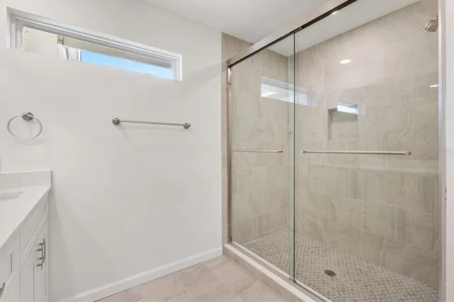 a bathroom with a shower