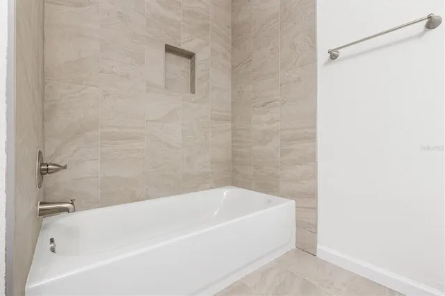 a bathroom with a bathtub