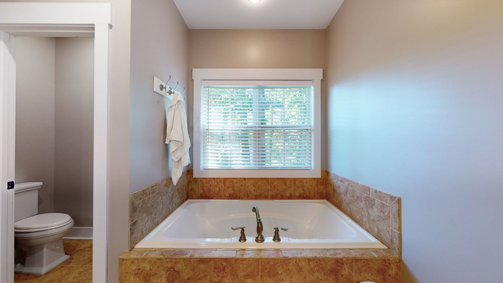 4852 Ash Hill Road Spring Hill, TN 37174 - Photo 21 of 60 a bathroom with a granite countertop toilet a sink and a bathtub