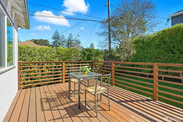 a view of a chairs on the roof deck