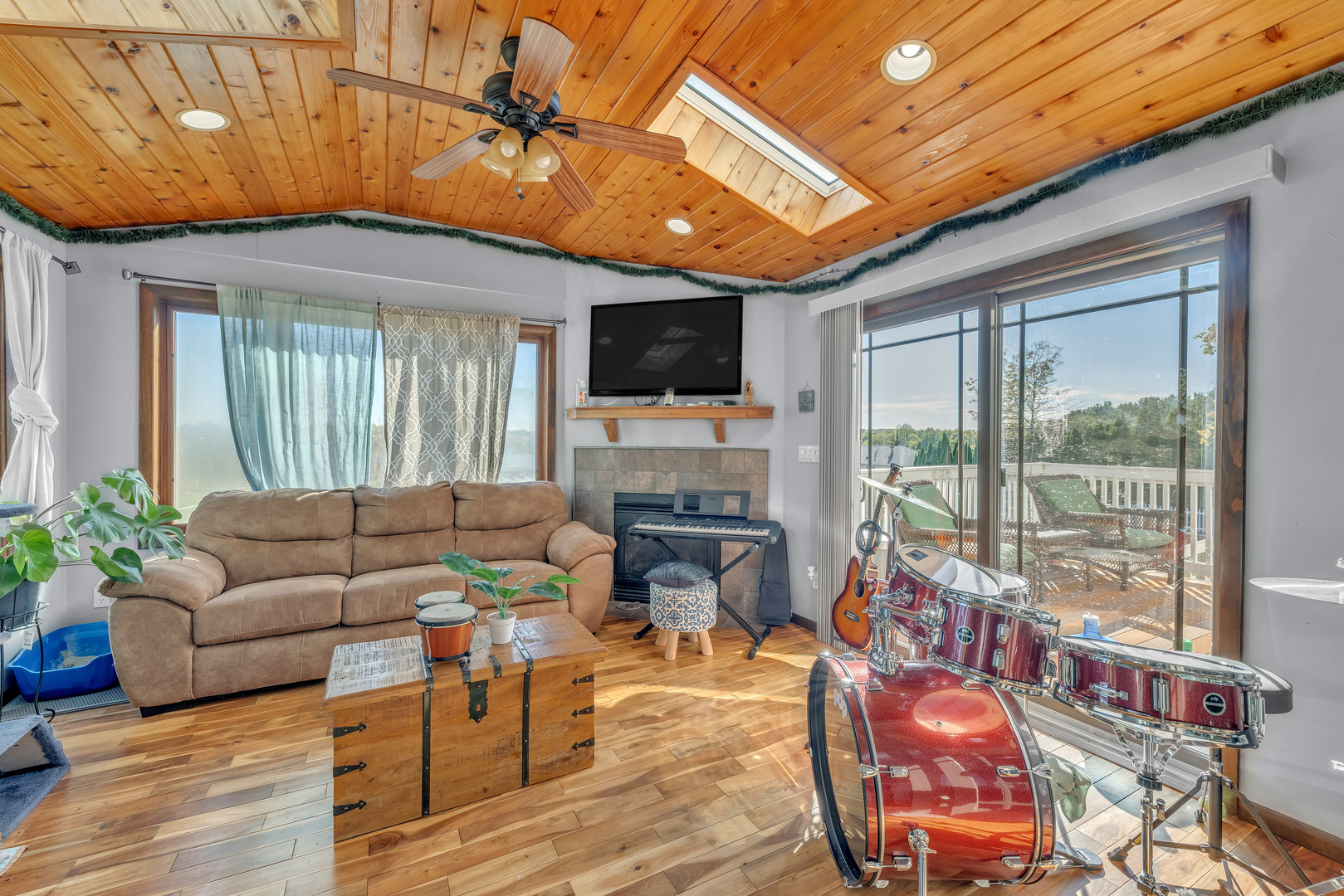 6338 Thicket Lane Cherry Valley, IL 61016 - Photo 12 of 43 a living room with furniture a flat screen tv and a fireplace