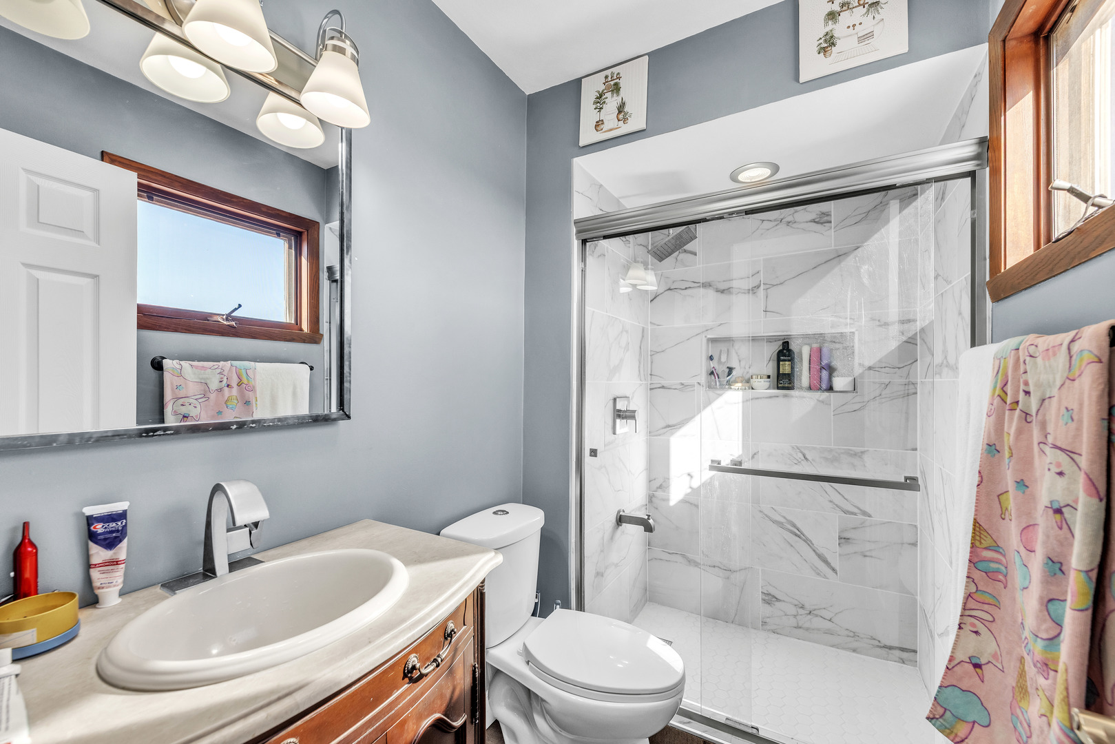 6338 Thicket Lane Cherry Valley, IL 61016 - Photo 21 of 43 a bathroom with a sink a toilet and shower