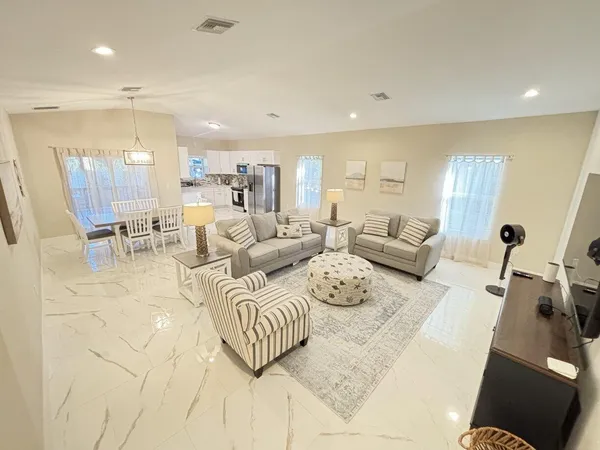 a living room with furniture