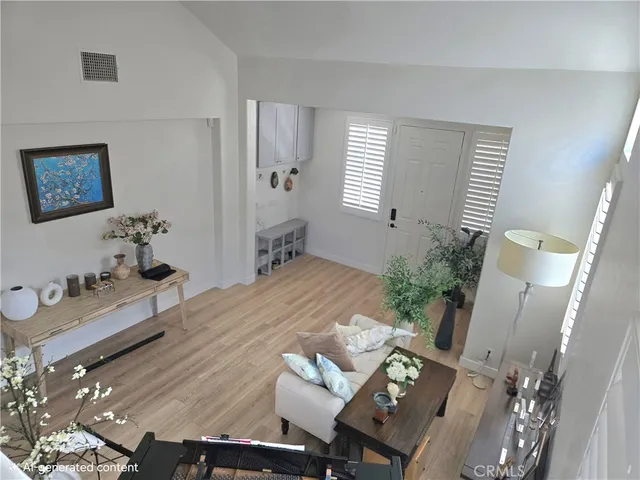 a workspace with furniture and window