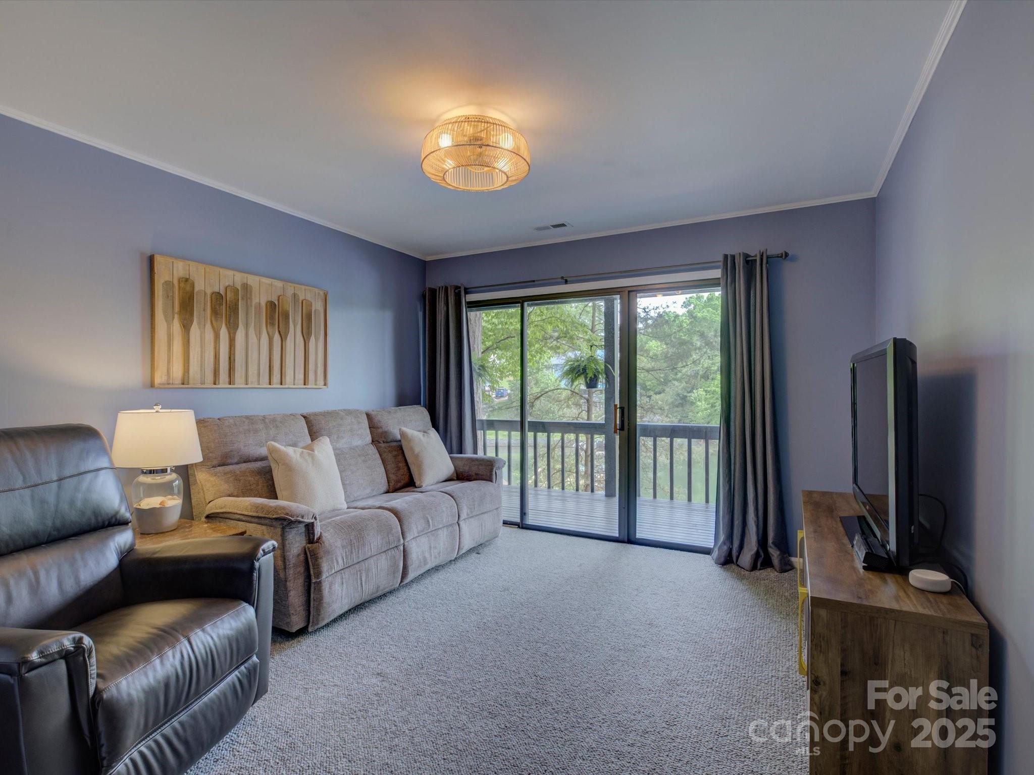 1114 Palmyra Drive Tega Cay, SC 29708 - Photo 25 of 48 a living room with furniture a large window and a flat screen tv