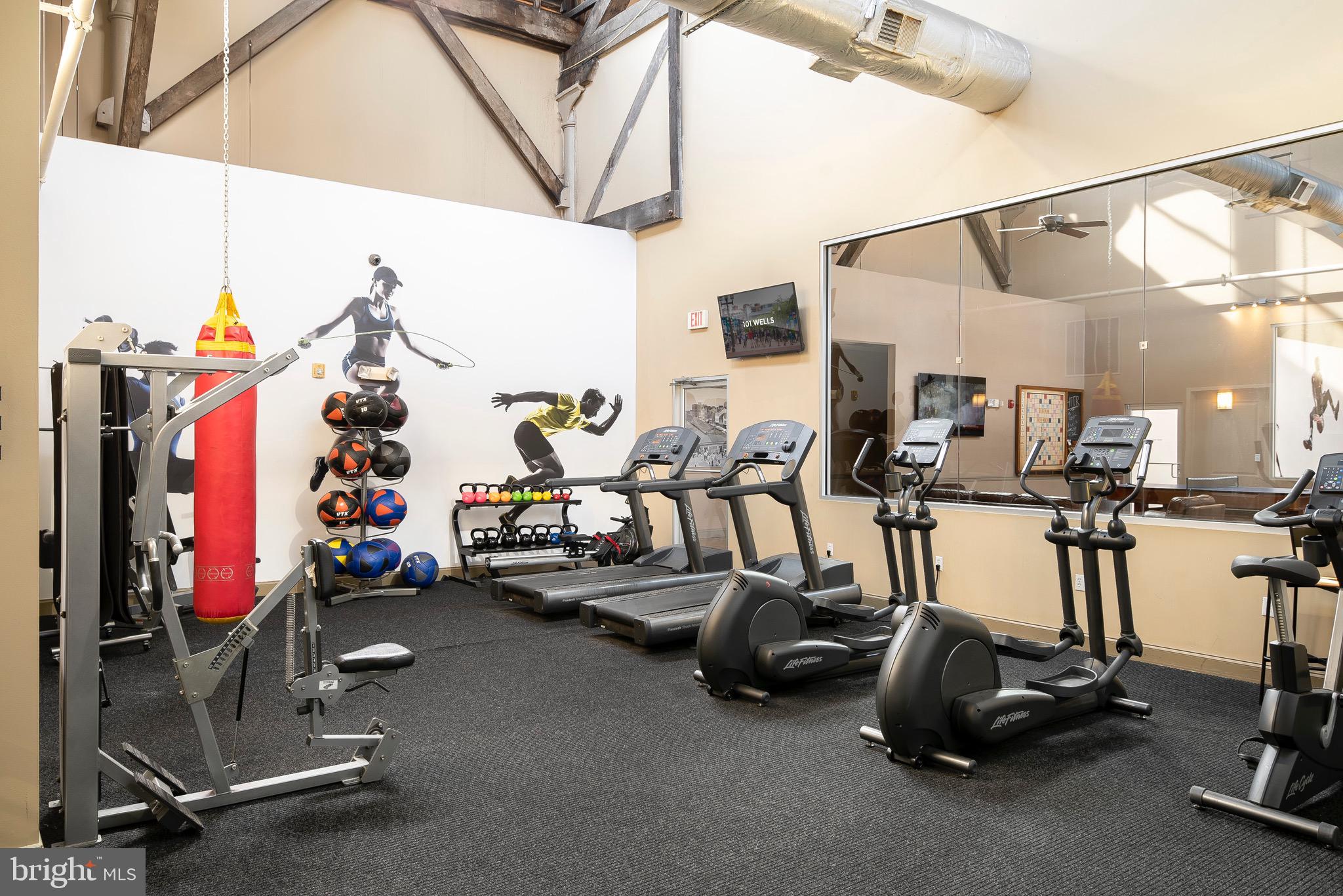 101 Wells Baltimore Md 21230, Unit 1BR Baltimore, MD 21230 - Photo 28 of 46 a view of a room with gym equipment