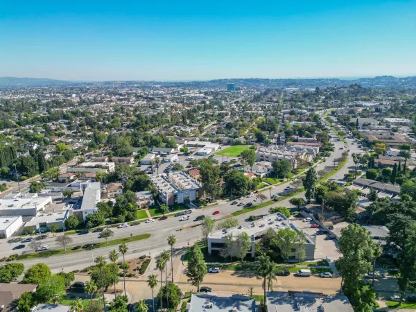 an aerial view of a city