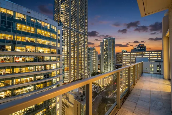 a balcony with city view