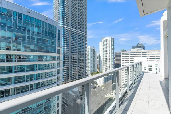 a view of balcony with city view