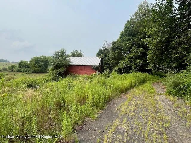 a aerial view of a house with a garden