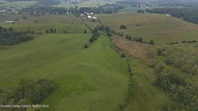 a view of a field with an ocean view