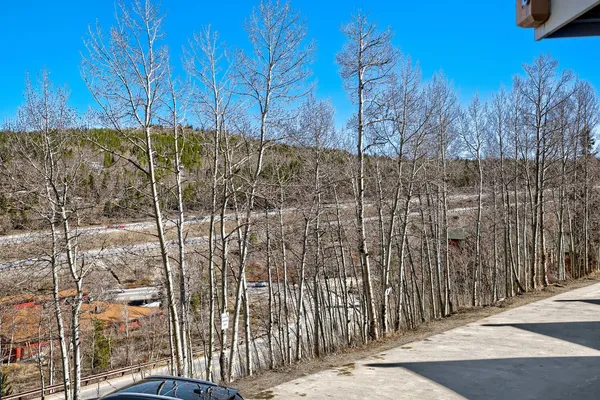 a view of a street with wooden fence