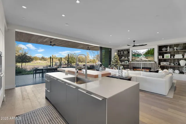 a view of a living room with furniture