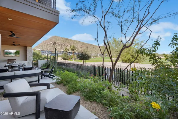 an entryway with a flower pot