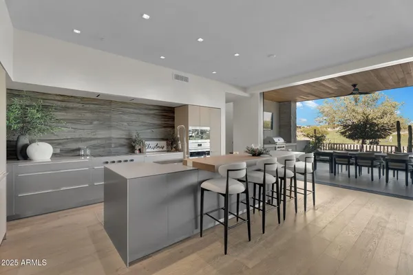 a kitchen with lots of counter top space