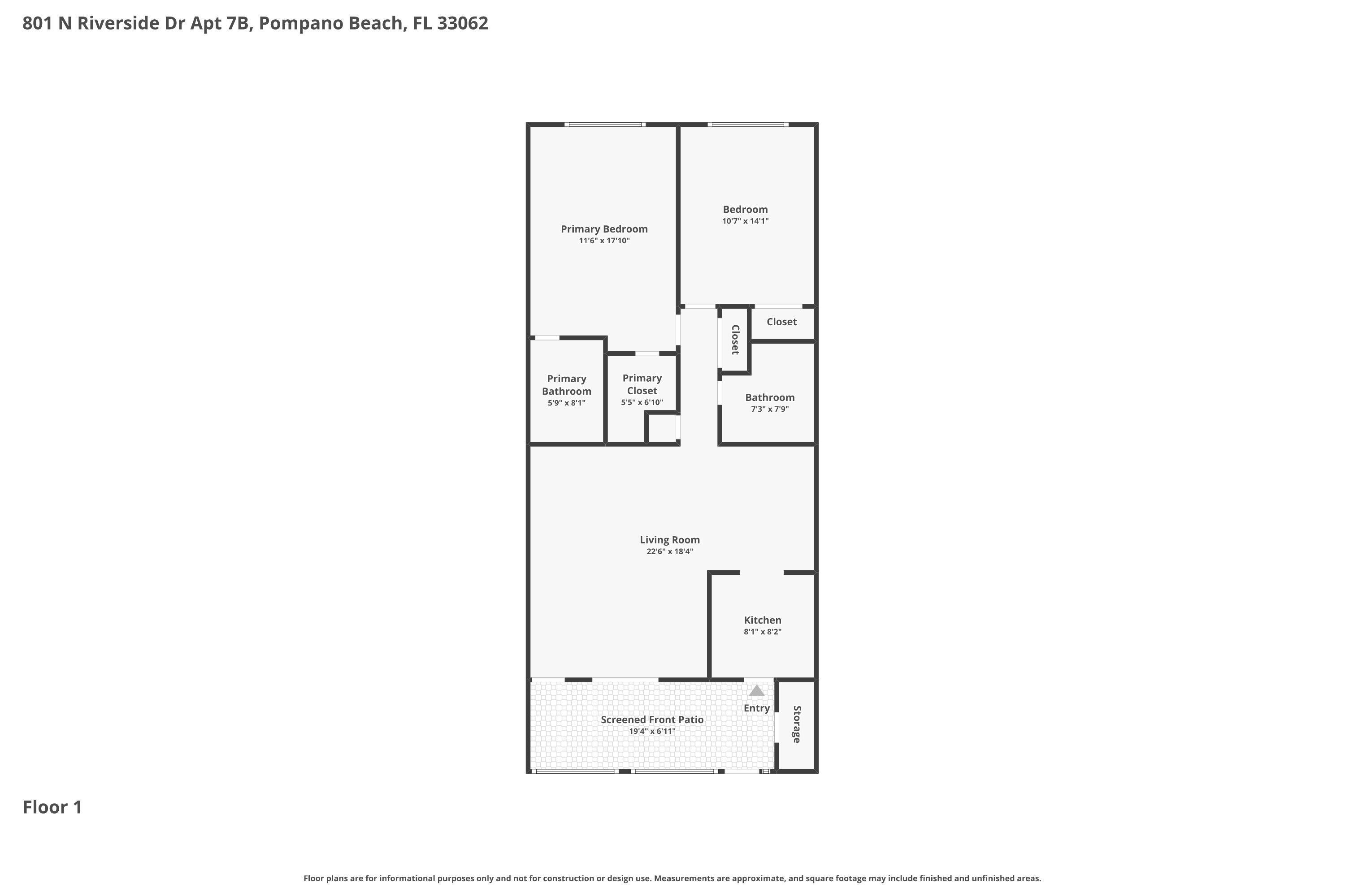 801 North Riverside Drive, Unit 7B Pompano Beach, FL 33062 - Photo 35 of 35 Floor Plan