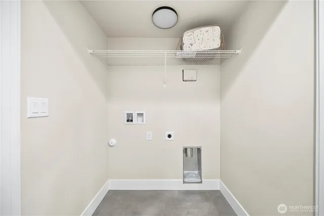 a view of a hallway with rack on the wall